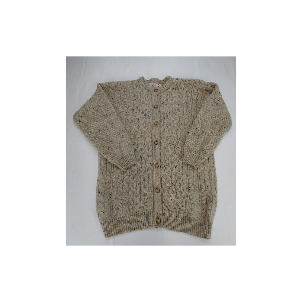 Vintage Highland Home Industries Scotland Wool Fisherman Cardigan Aran Knit M - Picture 8 of 12